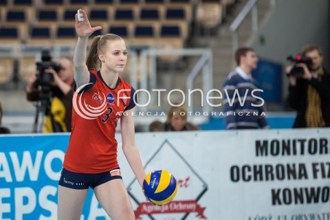  08.02.2015 LODZ SIATKOWKA ORLEN LIGA SEZON 2014/2015 VOLLEYBALL POLISH SEASON BEEF MASTER BUDOWLANI LODZ - IMPEL WROCLAW N/Z SYLWETKA JOANNA PACEK  