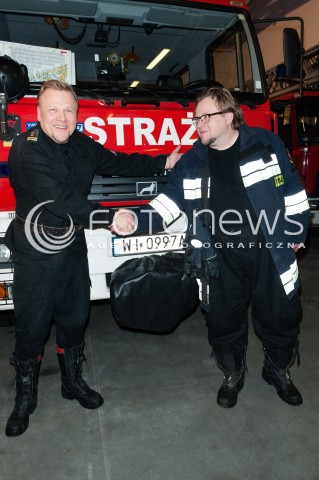  09.02.2015 WARSZAWA<br />POKAZ SERIALU STRAZACY<br />N/Z JACEK LENARTOWICZ OLAF LUBASZENKO<br /> 