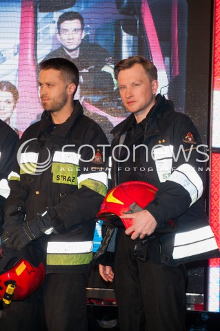  09.02.2015 WARSZAWA<br />POKAZ SERIALU STRAZACY<br />N/Z MACIEJ ZAKOSCIELNY JAKUB WESOLOWSKI<br /> 