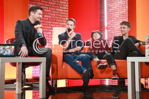  13.02.2015 WARSZAWA <br />KONFERENCJA PRASOWA SERIALU RODZINKA.PL<br />N/Z MATEUSZ PAWLOWSKI ADAM ZDROJKOWSKI MACIEJ MUSIAL TOMASZ KAMMEL<br /> 