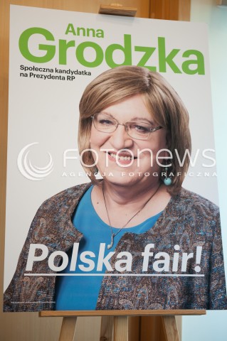  13.02.2015 WARSZAWA <br />KONFERENCJA PRASOWA ANNY GRODZKIEJ<br />N/Z PLAKAT WYBORCZY ANNY GRODZKIEJ<br /> 