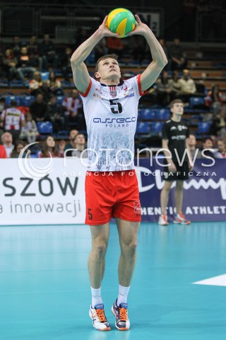  18.02.2015 RZESZOW POLAND<br />SIATKOWKA LIGA MISTRZOW MEN CEV VOLLEYBALL CHAMPIONS LEAGUE 2014/2015 <br />MATCH ASSECO RESOVIA RZESZOW - VFB FRIEDRICHSHAFEN<br />N/Z LUKAS TICHACEK SYLWETKA <br /> 