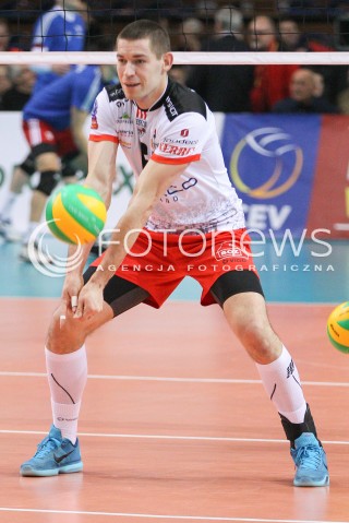  18.02.2015 RZESZOW POLAND<br />SIATKOWKA LIGA MISTRZOW MEN CEV VOLLEYBALL CHAMPIONS LEAGUE 2014/2015 <br />MATCH ASSECO RESOVIA RZESZOW - VFB FRIEDRICHSHAFEN<br />N/Z DAWID KONARSKI SYLWETKA <br /> 