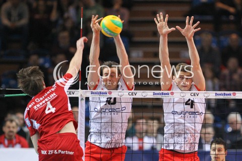  18.02.2015 RZESZOW POLAND<br />SIATKOWKA LIGA MISTRZOW MEN CEV VOLLEYBALL CHAMPIONS LEAGUE 2014/2015 <br />MATCH ASSECO RESOVIA RZESZOW - VFB FRIEDRICHSHAFEN<br />N/Z JOCHEN SCHOPS PIOTR NOWAKOWSKI <br /> 