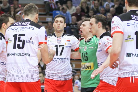  18.02.2015 RZESZOW POLAND<br />SIATKOWKA LIGA MISTRZOW MEN CEV VOLLEYBALL CHAMPIONS LEAGUE 2014/2015 <br />MATCH ASSECO RESOVIA RZESZOW - VFB FRIEDRICHSHAFEN<br />N/Z NIKOLAY PENCZEV ( PENCHEV ) KRZYSZTOF IGNACZAK MARKO IVOVIC RADOSC EMOCJE <br /> 