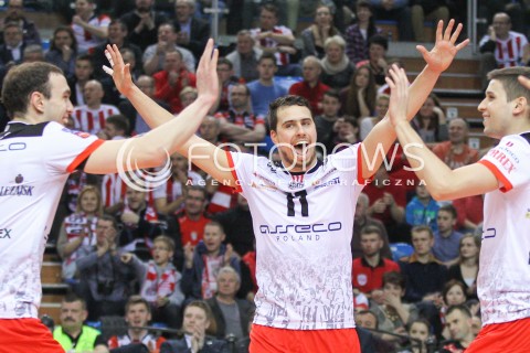  18.02.2015 RZESZOW POLAND<br />SIATKOWKA LIGA MISTRZOW MEN CEV VOLLEYBALL CHAMPIONS LEAGUE 2014/2015 <br />MATCH ASSECO RESOVIA RZESZOW - VFB FRIEDRICHSHAFEN<br />N/Z FABIAN DRZYZGA RADOSC EMOCJE <br /> 