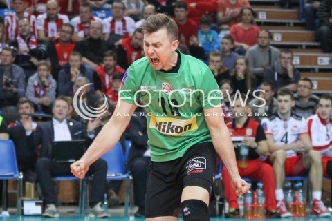  18.02.2015 RZESZOW POLAND<br />SIATKOWKA LIGA MISTRZOW MEN CEV VOLLEYBALL CHAMPIONS LEAGUE 2014/2015 <br />MATCH ASSECO RESOVIA RZESZOW - VFB FRIEDRICHSHAFEN<br />N/Z KRZYSZTOF IGNACZAK RADOSC EMOCJE SYLWETKA <br /> 