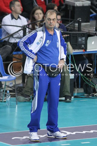  18.02.2015 RZESZOW POLAND<br />SIATKOWKA LIGA MISTRZOW MEN CEV VOLLEYBALL CHAMPIONS LEAGUE 2014/2015 <br />MATCH ASSECO RESOVIA RZESZOW - VFB FRIEDRICHSHAFEN<br />N/Z STELIAN MOCULESCU I TRENER ( HEAD COACH ) SYLWETKA <br /> 