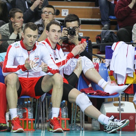  18.02.2015 RZESZOW POLAND<br />SIATKOWKA LIGA MISTRZOW MEN CEV VOLLEYBALL CHAMPIONS LEAGUE 2014/2015 <br />MATCH ASSECO RESOVIA RZESZOW - VFB FRIEDRICHSHAFEN<br />N/Z MARKO IVOVIC KONTUZJA BOL URAZ<br /> 