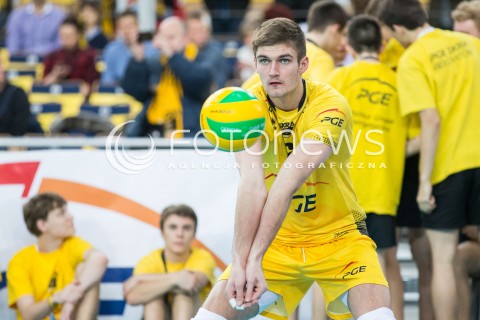  19.02.2015 LODZ POLAND<br />
SIATKOWKA LIGA MISTRZOW MEN CEV VOLLEYBALL CHAMPIONS LEAGUE 2014/2015<br />
MATCH PGE SKRA BELCHATOW - CUCINE LUBE TREIA<br />
N/Z KAROL KLOS SYLWETKA<br />
 