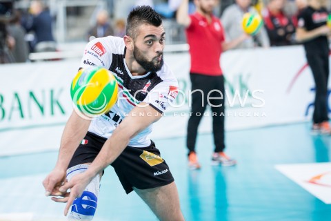  19.02.2015 LODZ POLAND<br />
SIATKOWKA LIGA MISTRZOW MEN CEV VOLLEYBALL CHAMPIONS LEAGUE 2014/2015<br />
MATCH PGE SKRA BELCHATOW - CUCINE LUBE TREIA<br />
N/Z GIULIO SABBI SYLWETKA<br />
 
