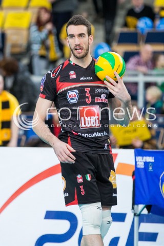  19.02.2015 LODZ POLAND<br />
SIATKOWKA LIGA MISTRZOW MEN CEV VOLLEYBALL CHAMPIONS LEAGUE 2014/2015<br />
MATCH PGE SKRA BELCHATOW - CUCINE LUBE TREIA<br />
N/Z SIMONE PARODI SYLWETKA<br />
 
