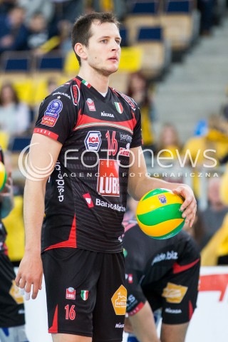  19.02.2015 LODZ POLAND<br />
SIATKOWKA LIGA MISTRZOW MEN CEV VOLLEYBALL CHAMPIONS LEAGUE 2014/2015<br />
MATCH PGE SKRA BELCHATOW - CUCINE LUBE TREIA<br />
N/Z BARTOSZ KUREK SYLWETKA<br />
 