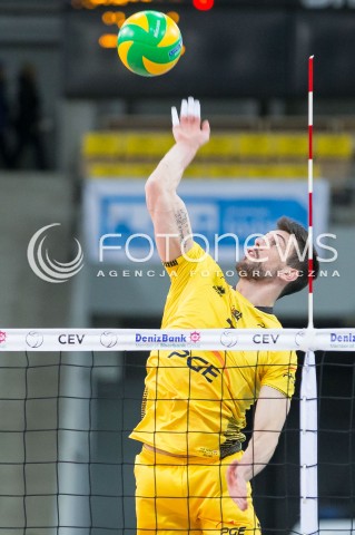  19.02.2015 LODZ POLAND<br />
SIATKOWKA LIGA MISTRZOW MEN CEV VOLLEYBALL CHAMPIONS LEAGUE 2014/2015<br />
MATCH PGE SKRA BELCHATOW - CUCINE LUBE TREIA<br />
N/Z FACUNDO CONTE SYLWETKA<br />
 