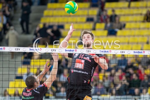  19.02.2015 LODZ POLAND<br />
SIATKOWKA LIGA MISTRZOW MEN CEV VOLLEYBALL CHAMPIONS LEAGUE 2014/2015<br />
MATCH PGE SKRA BELCHATOW - CUCINE LUBE TREIA<br />
N/ZKONSTANTIN SHUMOV SYLWETKA<br />
 