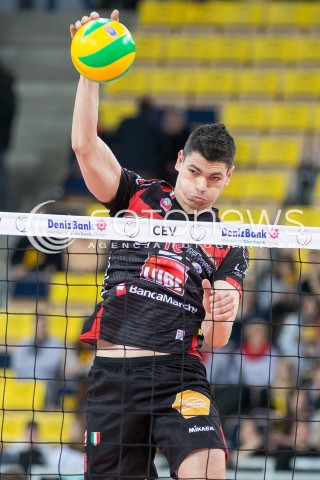  19.02.2015 LODZ POLAND<br />
SIATKOWKA LIGA MISTRZOW MEN CEV VOLLEYBALL CHAMPIONS LEAGUE 2014/2015<br />
MATCH PGE SKRA BELCHATOW - CUCINE LUBE TREIA<br />
N/Z MARKO PADRASCANIN SYLWETKA<br />
 