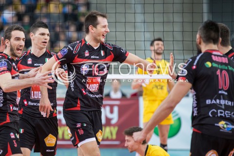  19.02.2015 LODZ POLAND<br />
SIATKOWKA LIGA MISTRZOW MEN CEV VOLLEYBALL CHAMPIONS LEAGUE 2014/2015<br />
MATCH PGE SKRA BELCHATOW - CUCINE LUBE TREIA<br />
N/Z RADOSC EMOCJE BARTOSZ KUREK<br />
 