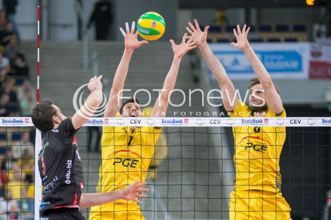  19.02.2015 LODZ POLAND<br />
SIATKOWKA LIGA MISTRZOW MEN CEV VOLLEYBALL CHAMPIONS LEAGUE 2014/2015<br />
MATCH PGE SKRA BELCHATOW - CUCINE LUBE TREIA<br />
N/Z FACUNDO CONTE ANDRZEJ WRONA<br />
 