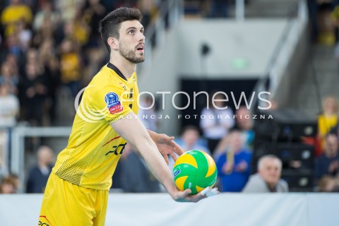  19.02.2015 LODZ POLAND<br />
SIATKOWKA LIGA MISTRZOW MEN CEV VOLLEYBALL CHAMPIONS LEAGUE 2014/2015<br />
MATCH PGE SKRA BELCHATOW - CUCINE LUBE TREIA<br />
N/Z FACUNDO CONTE SYLWETKA<br />
 
