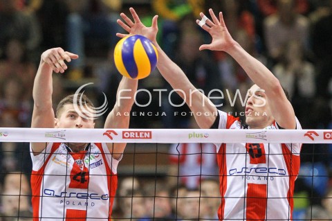  21.02.2015 RZESZOW<br />SIATKOWKA PLUSLIGA 2014/2015 MEN VOLLEYBALL POLAND POLISH PLUS LIGA LEAGUE SEASON 2014/2015<br />MECZ ASSECO RESOVIA - PGE SKRA BELCHATOW<br />N/Z PIOTR NOWAKOWSKI MARKO IVOVIC <br /> 