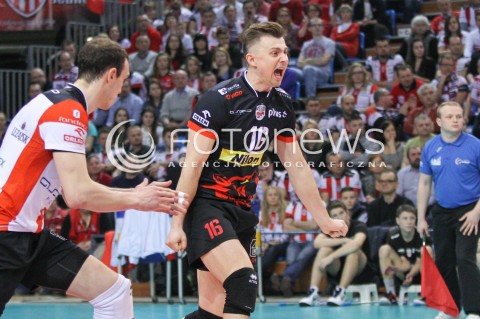  21.02.2015 RZESZOW<br />SIATKOWKA PLUSLIGA 2014/2015 MEN VOLLEYBALL POLAND POLISH PLUS LIGA LEAGUE SEASON 2014/2015<br />MECZ ASSECO RESOVIA - PGE SKRA BELCHATOW<br />N/Z KRZYSZTOF IGNACZAK RADOSC EMOCJE <br /> 
