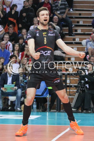  21.02.2015 RZESZOW<br />SIATKOWKA PLUSLIGA 2014/2015 MEN VOLLEYBALL POLAND POLISH PLUS LIGA LEAGUE SEASON 2014/2015<br />MECZ ASSECO RESOVIA - PGE SKRA BELCHATOW<br />N/Z ANDRZEJ WRONA RADOSC EMOCJE SYLWETKA <br /> 