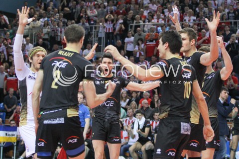  21.02.2015 RZESZOW<br />SIATKOWKA PLUSLIGA 2014/2015 MEN VOLLEYBALL POLAND POLISH PLUS LIGA LEAGUE SEASON 2014/2015<br />MECZ ASSECO RESOVIA - PGE SKRA BELCHATOW<br />N/Z FACUNDO CONTE FERDINAND TILLE RADOSC EMOCJE <br /> 
