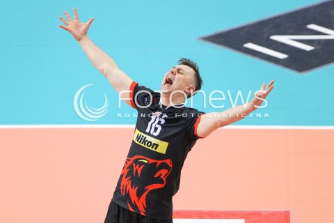  21.02.2015 RZESZOW<br />SIATKOWKA PLUSLIGA 2014/2015 MEN VOLLEYBALL POLAND POLISH PLUS LIGA LEAGUE SEASON 2014/2015<br />MECZ ASSECO RESOVIA - PGE SKRA BELCHATOW<br />N/Z KRZYSZTOF IGNACZAK RADOSC EMOCJE SYLWETKA <br /> 