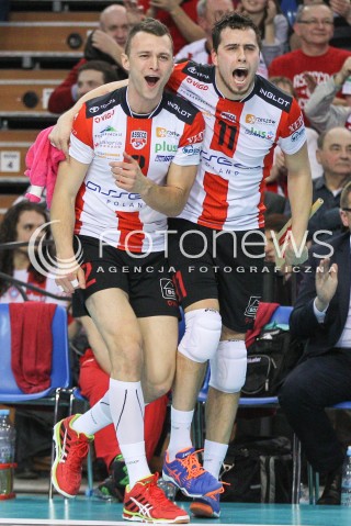  21.02.2015 RZESZOW<br />SIATKOWKA PLUSLIGA 2014/2015 MEN VOLLEYBALL POLAND POLISH PLUS LIGA LEAGUE SEASON 2014/2015<br />MECZ ASSECO RESOVIA - PGE SKRA BELCHATOW<br />N/Z PAUL LOTMAN FABIAN DRZYZGA RADOSC EMOCJE <br /> 