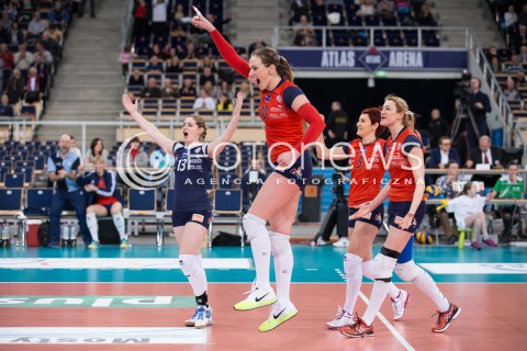  23.02.2015 LODZ <br />
SIATKOWKA ORLEN LIGA SEZON 2014/2015 VOLLEYBALL POLISH SEASON <br />
BEEF MASTER BUDOWLANI LODZ - TAURON BANIMEX MKS DABROWA GORNICZA <br />
N/Z EMOCJE RADOSC SANYA POPOVIC<br />
 