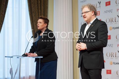  25.02.2015 WARSZAWA<br />SPOTKANIE Z NOMINOWANYMI DO NAGROD FILMOWYCH ORLY 2015<br />N/Z DARIUSZ JABLONSKI MALGORZATA OMILANOWSKA<br /> 
