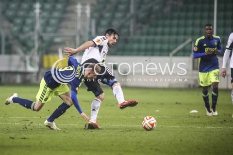  26.02.2015 WARSZAWA PILKA NOZNA <br />SEZON 2014/2015 FOOTBALL POLISH UEFA EUROPE LEAGUE <br />MECZ FINAL 1/16 LIGI EUROPY LEGIA WARSZAWA - AJAX AMSTERDAM NA STADIONIE MARSZALKA JOZEFA PILSUDSKIEGO<br />N/Z IVICA VRDOLJAK DALEY SINKGRAVEN<br /> 