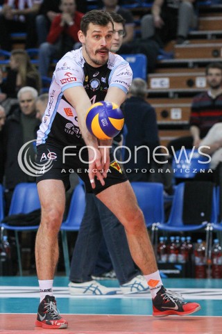  28.02.2015 RZESZOW<br />SIATKOWKA PLUSLIGA 2014/2015 MEN VOLLEYBALL POLAND POLISH PLUS LIGA LEAGUE SEASON 2014/2015<br />MECZ ASSECO RESOVIA - CERRAD CZARNI RADOM<br />N/Z DANIEL PLINSKI SYLWETKA <br /> 