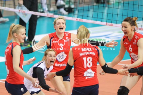  02.03.2015 RZESZOW<br />SIATKOWKA ORLEN LIGA 2014/2015 WOMEN VOLLEYBALL POLAND POLISH ORLENLIGA LEAGUE SEASON 2014/2015<br />MECZ DEVELOPRES SKYRES RZESZOW - POLSKI CUKIER MUSZYNIANKA MKS MUSZYNA<br />N/Z KAROLINA ROZYCKA SYLWIA WOJCIESKA PAULINA MAJ - ERWARDT RADOSC EMOCJE <br /> 