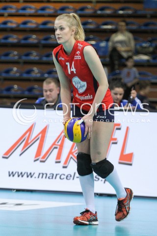  02.03.2015 RZESZOW<br />SIATKOWKA ORLEN LIGA 2014/2015 WOMEN VOLLEYBALL POLAND POLISH ORLENLIGA LEAGUE SEASON 2014/2015<br />MECZ DEVELOPRES SKYRES RZESZOW - POLSKI CUKIER MUSZYNIANKA MKS MUSZYNA<br />N/Z NATALIA KURNIKOWSKA SYLWETKA <br /> 