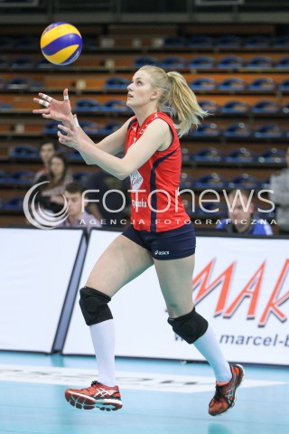  02.03.2015 RZESZOW<br />SIATKOWKA ORLEN LIGA 2014/2015 WOMEN VOLLEYBALL POLAND POLISH ORLENLIGA LEAGUE SEASON 2014/2015<br />MECZ DEVELOPRES SKYRES RZESZOW - POLSKI CUKIER MUSZYNIANKA MKS MUSZYNA<br />N/Z NATALIA KURNIKOWSKA SYLWETKA <br /> 
