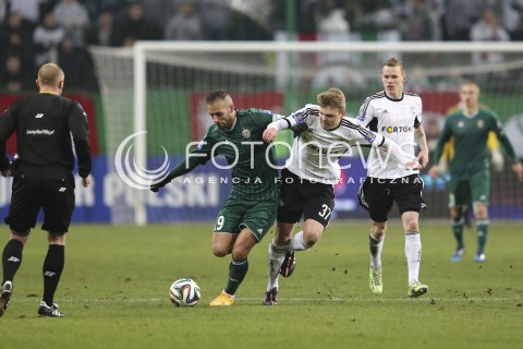  05.03.2015 WARSZAWA PILKA NOZNA<br />SEZON 2014/2015 FOOTBALL POLISH 1/4 PUCHAR POLSKI<br />MECZ LEGIA WARSZAWA - SLASK WROCLAW NA STADIONIE MARSZALKA JOZEFA PILSUDSKIEGO<br />N/Z DOMINIK FURMAN PETER GRAJCIAR<br /> 