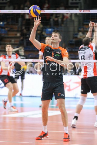  08.03.2015 RZESZOW<br />SIATKOWKA PLUSLIGA 2014/2015 MEN VOLLEYBALL POLAND POLISH PLUS LIGA LEAGUE SEASON 2014/2015<br />MECZ ASSECO RESOVIA - JASTRZEBSKI WEGIEL<br />N/Z KRZYSZTOF GIERCZYNSKI SYLWETKA <br /> 