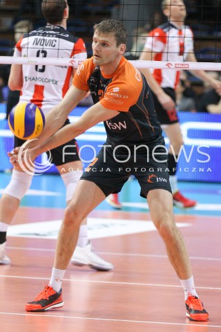  08.03.2015 RZESZOW<br />SIATKOWKA PLUSLIGA 2014/2015 MEN VOLLEYBALL POLAND POLISH PLUS LIGA LEAGUE SEASON 2014/2015<br />MECZ ASSECO RESOVIA - JASTRZEBSKI WEGIEL<br />N/Z KRZYSZTOF GIERCZYNSKI SYLWETKA <br /> 