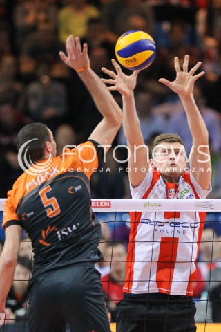  08.03.2015 RZESZOW<br />SIATKOWKA PLUSLIGA 2014/2015 MEN VOLLEYBALL POLAND POLISH PLUS LIGA LEAGUE SEASON 2014/2015<br />MECZ ASSECO RESOVIA - JASTRZEBSKI WEGIEL<br />N/Z PIOTR NOWAKOWSKI ALEN PAJENK <br /> 