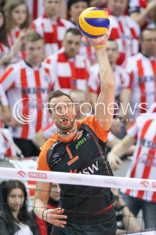  08.03.2015 RZESZOW<br />SIATKOWKA PLUSLIGA 2014/2015 MEN VOLLEYBALL POLAND POLISH PLUS LIGA LEAGUE SEASON 2014/2015<br />MECZ ASSECO RESOVIA - JASTRZEBSKI WEGIEL<br />N/Z MICHAL LASKO SYLWETKA ATAK<br /> 
