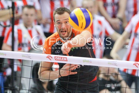  08.03.2015 RZESZOW<br />SIATKOWKA PLUSLIGA 2014/2015 MEN VOLLEYBALL POLAND POLISH PLUS LIGA LEAGUE SEASON 2014/2015<br />MECZ ASSECO RESOVIA - JASTRZEBSKI WEGIEL<br />N/Z MICHAL LASKO SYLWETKA ATAK<br /> 