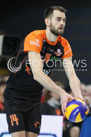  08.03.2015 RZESZOW<br />SIATKOWKA PLUSLIGA 2014/2015 MEN VOLLEYBALL POLAND POLISH PLUS LIGA LEAGUE SEASON 2014/2015<br />MECZ ASSECO RESOVIA - JASTRZEBSKI WEGIEL<br />N/Z GUILLAUME QUESQUE SYLWETKA <br /> 