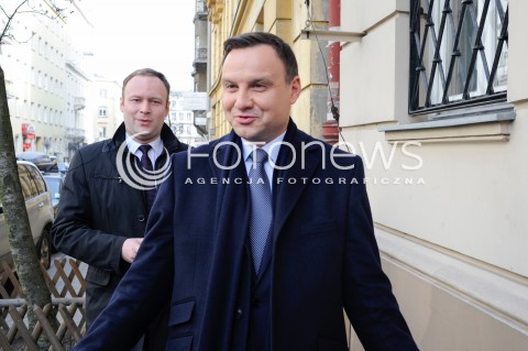  09.03.2015 WARSZAWA <br />KONFERENCJA ANDRZEJA DUDY<br />N/Z ANDRZEJ DUDA MARCIN MASTALEREK<br /> 