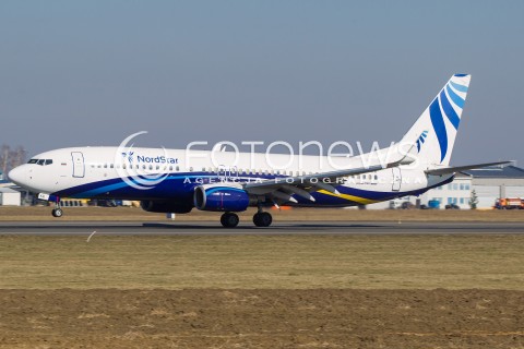  09.03.2015 LOTNISKO JASIONKA <br />ZDJECIE ILUSTRACYJNE <br />N/Z SAMOLOT BOEING 737 - 800 LINII LOTNICZYCH NORDSTAR AIRLINES ( REJESTRACJA VQ-BKR ) KTORYM PRZYLECIELI SIATKARZE LOKOMOTIV NOWOSYBIRSK NA MECZ LIGI MISTRZOW Z ZESPOLEM ASSECO RESOVII<br /> 