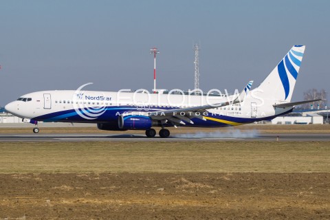  09.03.2015 LOTNISKO JASIONKA <br />ZDJECIE ILUSTRACYJNE <br />N/Z SAMOLOT BOEING 737 - 800 LINII LOTNICZYCH NORDSTAR AIRLINES ( REJESTRACJA VQ-BKR ) KTORYM PRZYLECIELI SIATKARZE LOKOMOTIV NOWOSYBIRSK NA MECZ LIGI MISTRZOW Z ZESPOLEM ASSECO RESOVII<br /> 