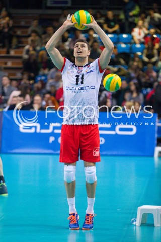  11.03.2015 RZESZOW POLAND<br />SIATKOWKA LIGA MISTRZOW MEN CEV VOLLEYBALL CHAMPIONS LEAGUE 2014/2015 <br />MATCH ASSECO RESOVIA - LOKOMOTIV NOWOSYBIRSK <br />N/Z FABIAN DRZYZGA SYLWETKA <br /> 