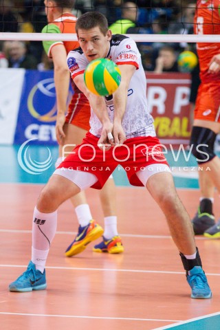  11.03.2015 RZESZOW POLAND<br />SIATKOWKA LIGA MISTRZOW MEN CEV VOLLEYBALL CHAMPIONS LEAGUE 2014/2015 <br />MATCH ASSECO RESOVIA - LOKOMOTIV NOWOSYBIRSK <br />N/Z DAWID KONARSKI SYLWETKA <br /> 