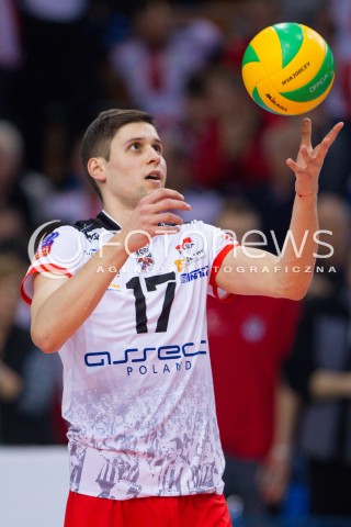  11.03.2015 RZESZOW POLAND<br />SIATKOWKA LIGA MISTRZOW MEN CEV VOLLEYBALL CHAMPIONS LEAGUE 2014/2015 <br />MATCH ASSECO RESOVIA - LOKOMOTIV NOWOSYBIRSK <br />N/Z NIKOLAY PENCZEV ( PENCHEV ) SYLWETKA <br /> 