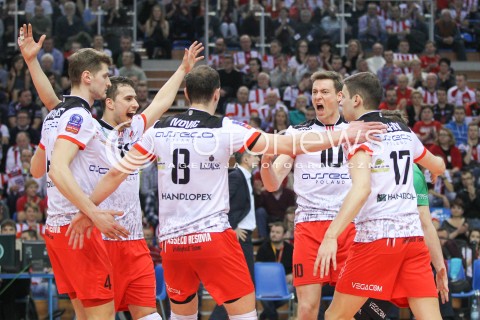  11.03.2015 RZESZOW POLAND<br />SIATKOWKA LIGA MISTRZOW MEN CEV VOLLEYBALL CHAMPIONS LEAGUE 2014/2015 <br />MATCH ASSECO RESOVIA - LOKOMOTIV NOWOSYBIRSK <br />N/Z FABIAN DRZYZGA JOCHEN SCHOPS RADOSC EMOCJE <br /> 